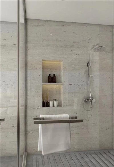 Travertine ốp tường phòng tắm