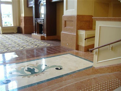 Mẫu sàn thiết kế gạch đá cẩm thạch phun nước